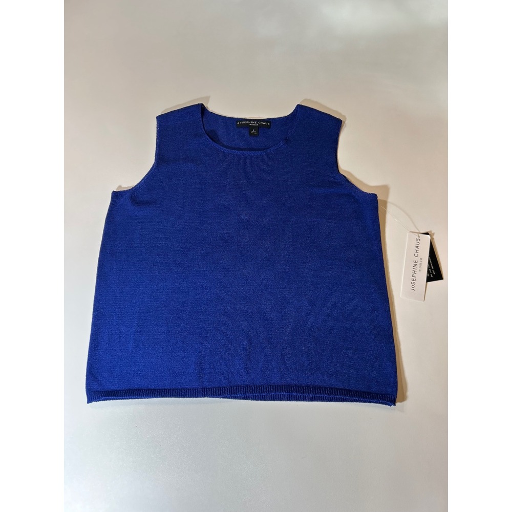 Josephine Chaus Knit Shell Top Womens 2 Blue NWT Sleeveless Sweater Vest Cobalt